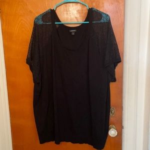 Black blouse with lace T-shirt length sleeves